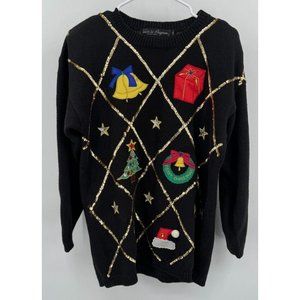 Vintage Christmas Sweater Gladys Bagley WORK IN PROGRESS Presents‎ Women’s S